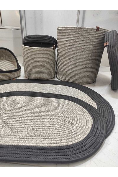 ModaCardin Σετ 6 ψάθινες πατούσες μπάνιου Bohemian Style Jute - 50x80/40x60/40x36/25x29