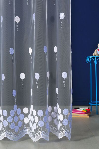 MAGİZA Balloon Patterned Tulle Curtain - Don't Want Iron, 1e-2floor Sparse, Suitable for Living Room and Children's Rooms