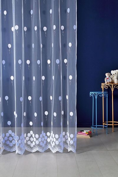 MAGİZA Balloon Patterned Tulle Curtain - Don't Want Iron, 1e-2floor Sparse, Suitable for Living Room and Children's Rooms