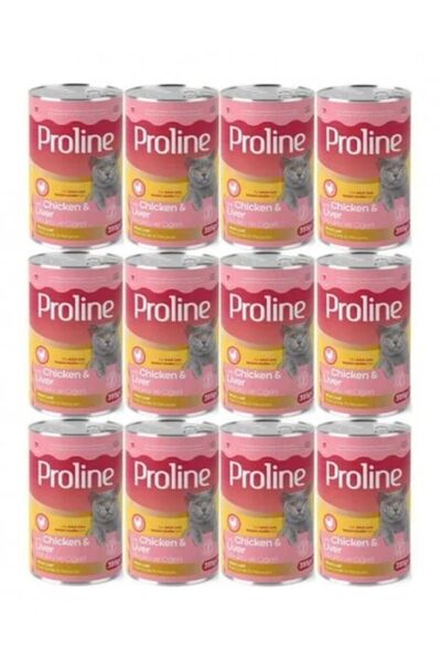Pro Line (Gölge Av) Tavuklu ve Ciğerli Yetişkin Kedi Konservesi 12 x 395 gr Yaş Mama
