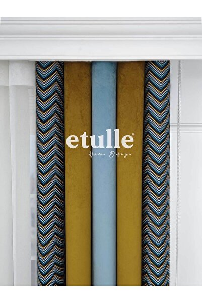 Etulle Akıllı Dikey Tül Perde Modern 14 Kadife Baskılı