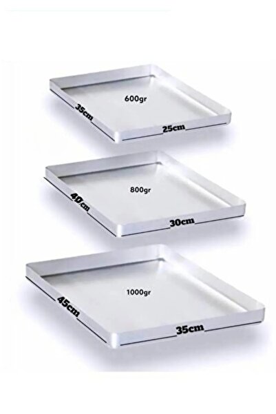 qpazar 3 lü qpazar Alüminyum köşeli Baklava & Börek Tepsisi 25x35cm 600gr 30x40cm800gr 35x45cm1000gr