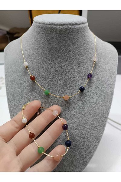 CessNova Natural Stone Chakra Necklace and Bracelet Set - Certified Special Design