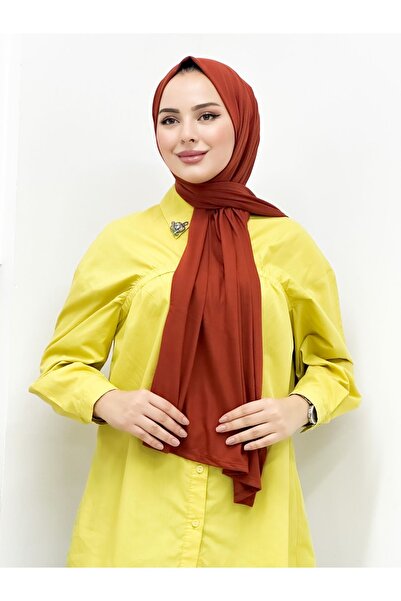 Efdal.accessory شال قطني ممشط Efdal بلون القرميد