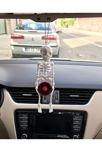 3dbaydesign Bass Tutan Iskelet Ayna Süsü (beyaz Iskelet Kırmızı Bass)