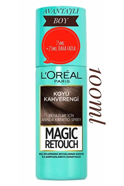 L'Oreal Paris Magic Retouch Beyaz Saçlar için Kapatıcı Koyu Kahverengi Saç Bo...