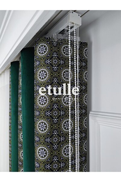 Etulle Akıllı Dikey Tül Perde Modern 15v1 Kadife Baskılı