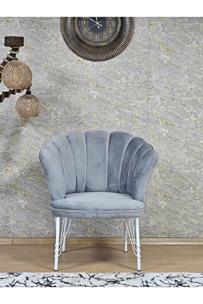 ZAFİR Tekli Beyaz Boyalı Tel Ayak Papatya Çay Seti Koltuk Takımı , Balkon, Salon, Ofis, Cafe Koltuk Takımı