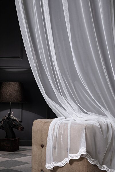 MAGİZA White Tulle Curtain Patterned 1e 3layer Skirt - Suitable for Living Room, Kitchen, Balcony and Children's Room