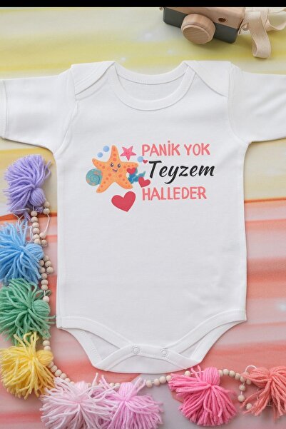 soft wing Panik Yok Teyzem Halleder Yazılı %100 Pamuk Bebek Zıbını – Eğlenceli Body