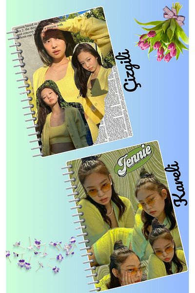 animeandyourworld Jennie blackpink notebook set 2 pcs A4 size 21*30 lined + checked 60 syf