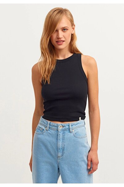 MİSS M.A.T FASHİON Γυναικείο πλεκτό εσώρουχο με μαύρο γιακά Halter