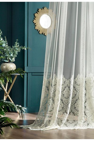MAGİZA Damask Patterned Tulle Curtain - Don't Want Iron, 1e and 2layers Sparse, Suitable for Living Room and Kitchen Balconies and Rooms