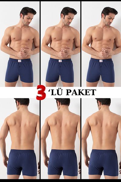 DONEX Ανδρικό Navy Blue Boxer - Σετ 3 τεμαχίων