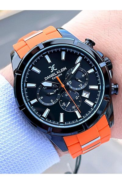 Daniel Klein Blkt.2.227 Silicone Cord Men's Wristwatch Inner Functions Active 30 Mt Water Resistant