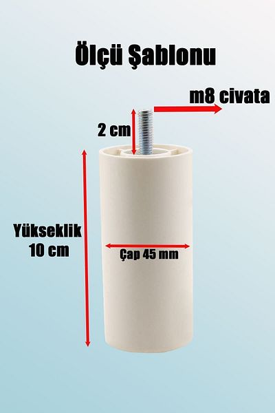 Badem10 Înălțător pentru canapea alb M8 - Suport subțire, picior de 10 cm