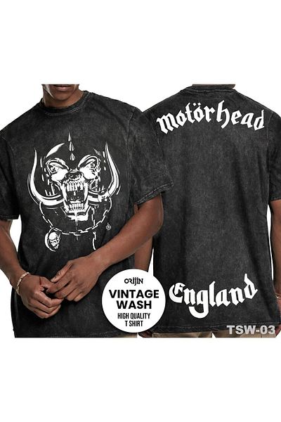 Orijin Tekstil Motörhead England Front Back Printed Unisex Washable Vintage T-shirt