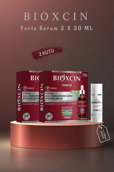 Bioxcin Forte Serum - Intensive Anti-Hair Loss, 3x50ml 2 Boxes, All Hair Types + Gel Gift Set