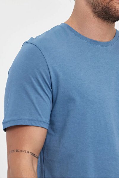 Rodi Jeans sea Blue Men's T-shirt - Comfortable Fit, Crew Neck, Cotton single Jersey, Unprinted