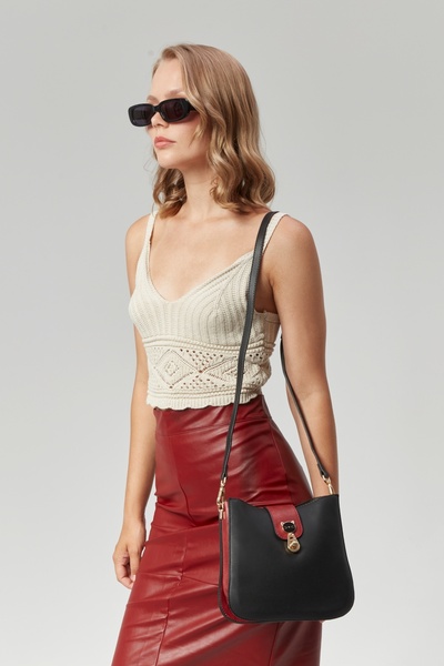 Morpelikan Lock Closure Crossbody Women's Shoulder Bag - Three Compartments