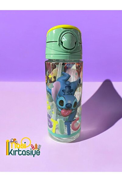 Nasip Kırtasiye Lisanslı Stitch 500 ML Pipetli Plastik Matara & Suluk