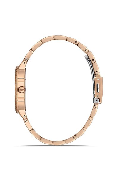 FERRO Rose Colored Stone Detailed Women's Wristwatch and Bracelet Gift