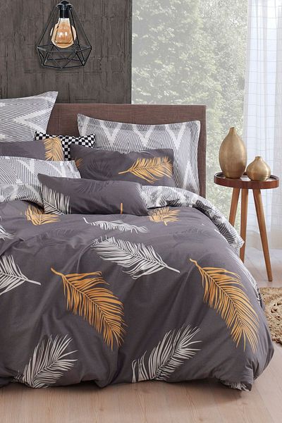 Eponj Home Μονό Σετ Παπλωματοθήκη Easy-Iron - Olivia Gold Grey