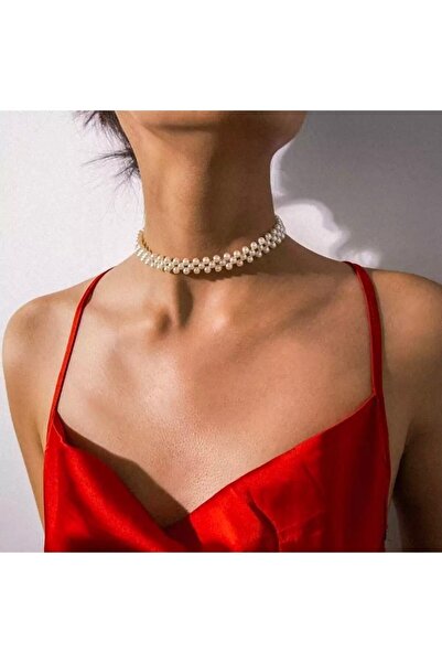 By G Tasarım قلادة مقود اللؤلؤ (مع هدية حلق اللؤلؤ)