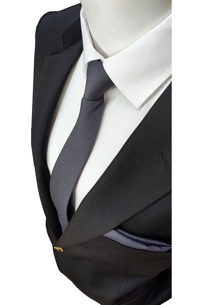 Elegante Cravatte Anthracite - Smoke - Silver Gray Color 3-Piece Dobby Tie and Handkerchief Set