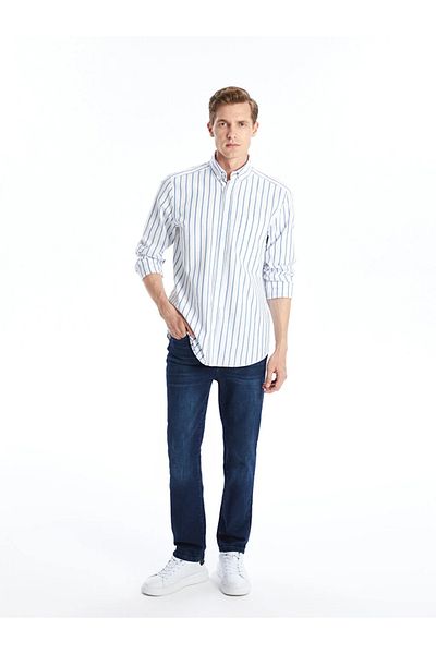 LC Waikiki LCWAIKIKI - Classic Oxford Stripe Men's Shirt, Regular Fit, Short Sleeve
