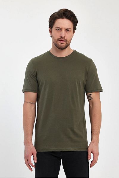 Rodi Jeans Men's KHaki CoTTon Single Jersey T-Shirt - ComforTable Crew Neck, UnprinTed
