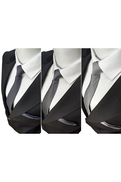 Elegante Cravatte Anthracite - Smoke - Silver Gray Color 3-Piece Dobby Tie and Handkerchief Set