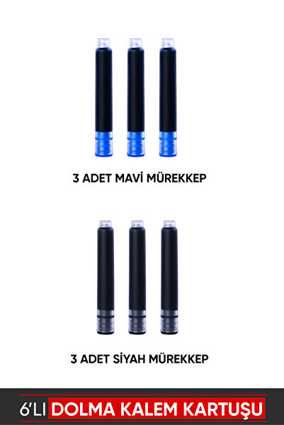 Vox Art Dolma Kalem Kartuşu 6'lı (3 Mavi+3 Siyah) - Sadece Jinhao ve Bocai Ma...