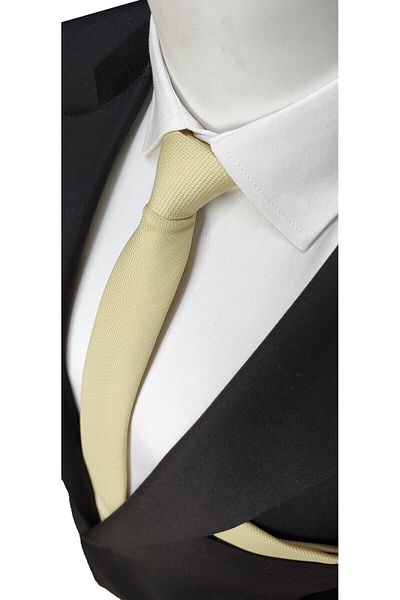 Elegante Cravatte Light Yellow Dobby Woven Tie and Handkerchief