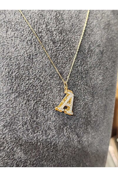 Berr Diamond 14 AYAR ALTIN İKİ KATLI TAŞLI '' A '' HARFLİ KOLYE