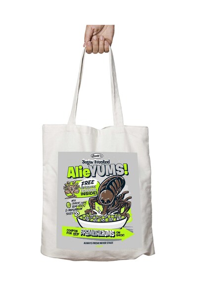 ART HEDİYE حقيبة كتف Alieyums Alien Cereal - مطبوعة على الجانبين وقابلة للغسل