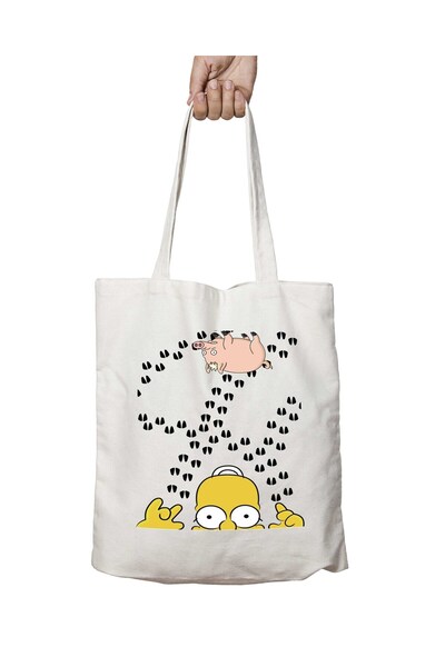 ART HEDİYE The Simpsons Pig - حقيبة كتف مطبوعة قابلة للغسل، دائمة للشاطئ والم...