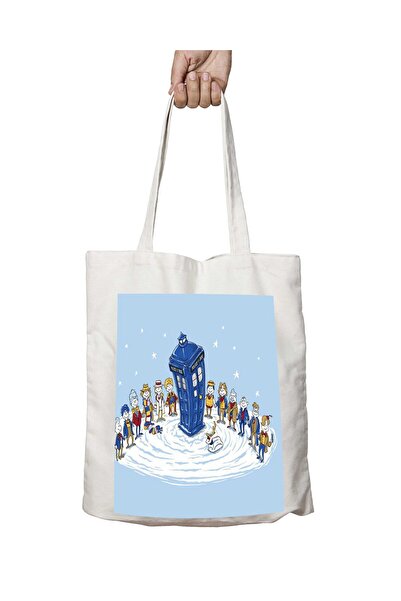 ART HEDİYE حقيبة كتف دكتور هو نورث بوكس - تدوم على الجانبين، مطبوعة وقابلة للغسل