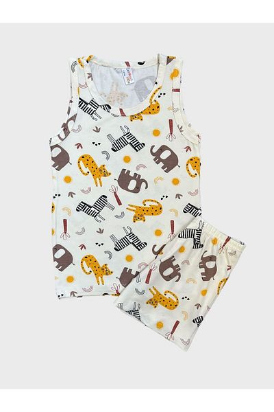 elmas kids Boy's Cream Athlete Boxer - Σετ από βαμβακερό σαφάρι με σχέδιο ελέφαντα
