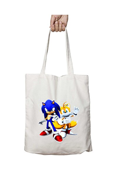 ART HEDİYE حقيبة كتف سونيك هاي مطبوعة على الجانبين وقابلة للغسل - للشاطئ والمدرسة