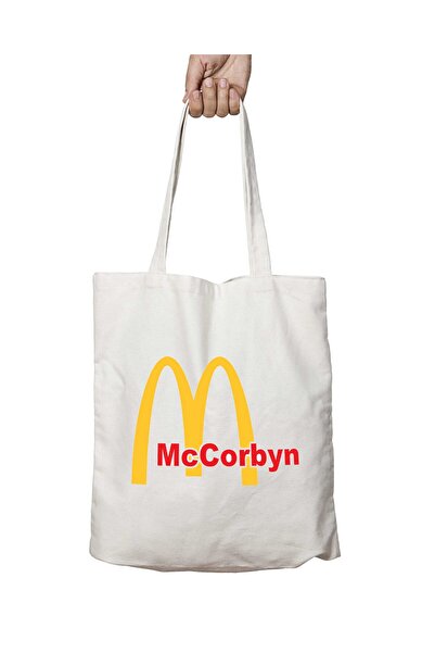ART HEDİYE حقيبة ماكوربين جيريمي كوربين - نمط شعار ماكدونالدز، تدوم على الجانبين وقابلة للغسل