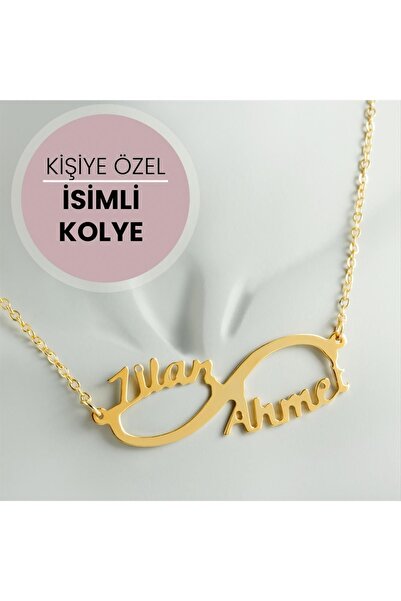 Bijuteri Net Kişiye Özel Sonsuzluk Çift İsim Yazılı Kolye