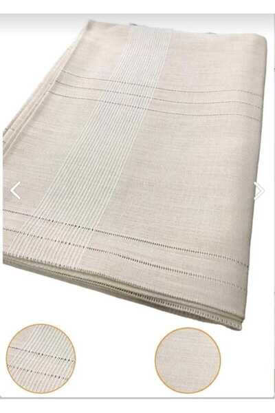 erciyesceyiz Linen striped Tablecloth - 160*160 Cm, Brown