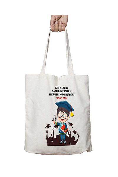 ART HEDİYE Men's Graduation Souvenir - Two Sided lasting Printed Washable Bag