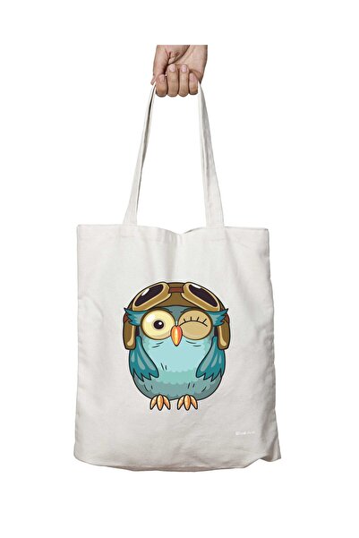 ART HEDİYE Owl Owl Helmet - Two Sided, Washable Beach and Shoulder Tote Bag