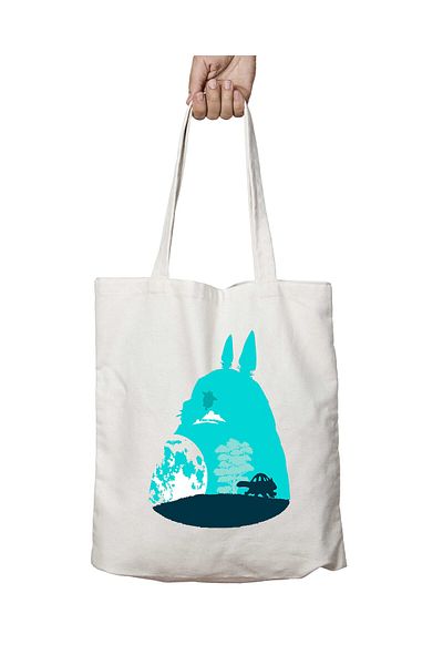 ART HEDİYE Totoro and Catbus Printed - Πλενόμενη μόνιμη υφασμάτινη τσάντα ώμου, δύο όψεων