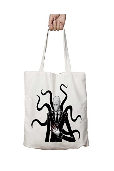 ART HEDİYE Slender-Man-PNG-HD Washable Bag - Two Sides PerManent Printed