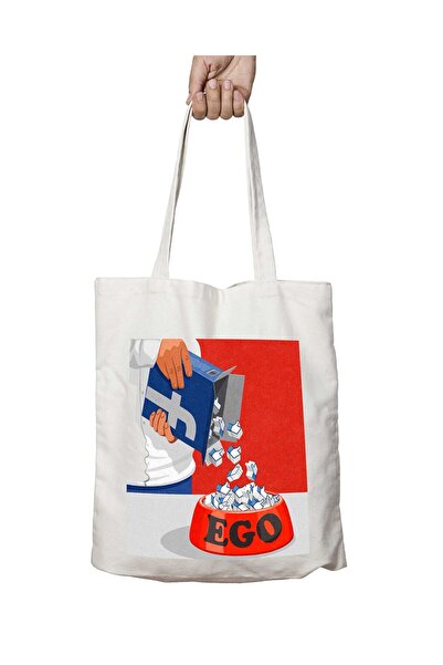ART HEDİYE Facebook Ego - Two Sides Permanent Printed Washable Shoulder Tote Bag