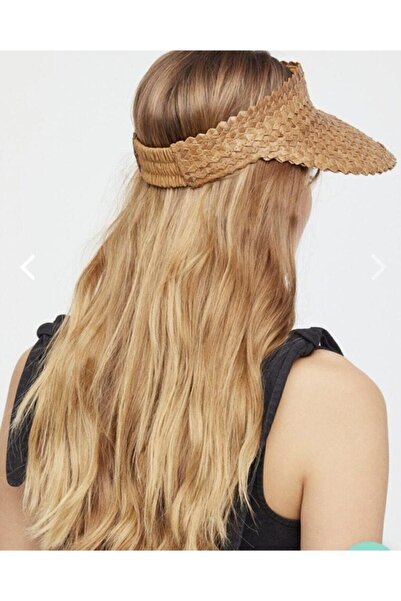 Referans Kahverengi Rattan Hasır Vizör Şapka Kadın