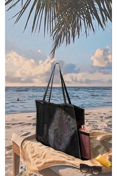 Özlem Toys Lux Pocket Mesh Large Volume Handle Beach Pool Bag
